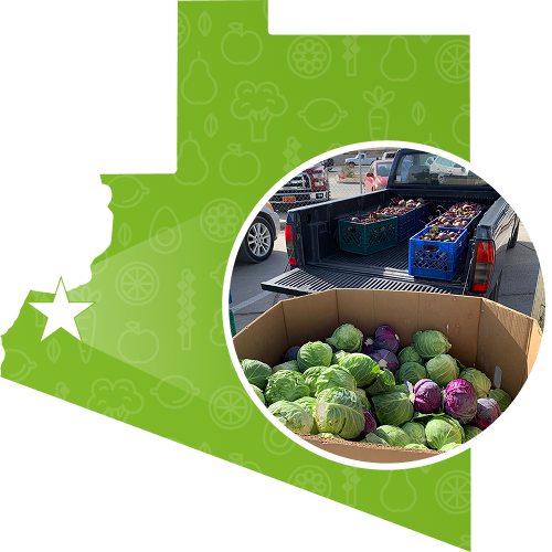 An Arizona Food Bank truck, filled with food supplies for a mobile food distribution